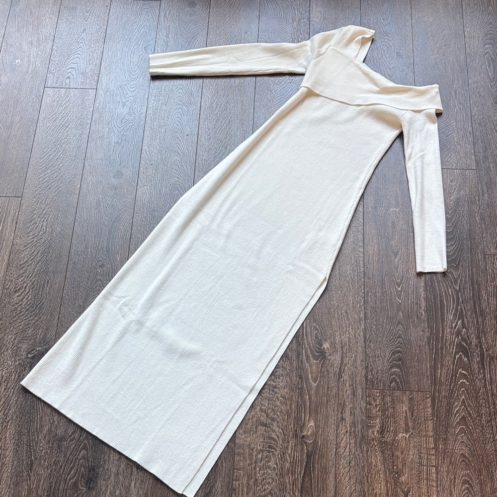 Commense Off-Shoulder Maxi Dress in Cream